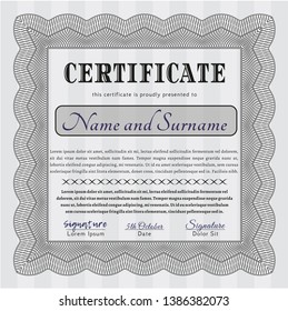 Grey Sample certificate or diploma. Printer friendly. Elegant design. Customizable, Easy to edit and change colors. 