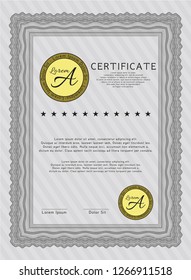 Grey Sample certificate or diploma. With quality background. Detailed. Money design. 