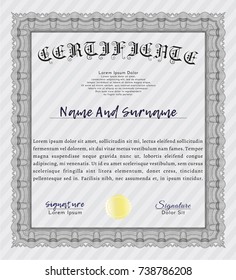 Grey Sample certificate or diploma. Sophisticated design. Detailed. Easy to print. 