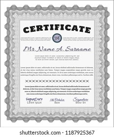 Grey Sample certificate or diploma. Superior design. Detailed. With complex linear background. 