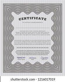 Grey Sample certificate or diploma. Superior design. Easy to print. Customizable, Easy to edit and change colors. 