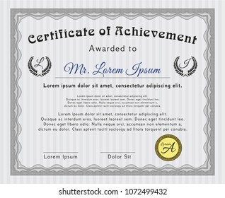  Grey Sample certificate or diploma. Vector illustration. With background. Sophisticated design. 