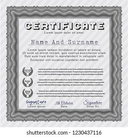 Grey Sample certificate or diploma. Vector illustration. With quality background. Perfect design. 