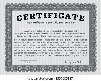 Grey Sample Certificate. Elegant design. With guilloche pattern and background. Customizable, Easy to edit and change colors. 