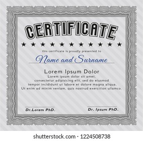Grey Sample Certificate. Excellent design. Detailed. With guilloche pattern. 