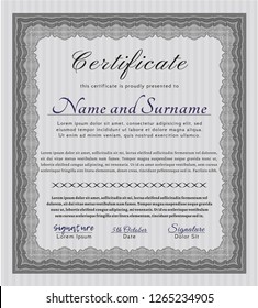 Grey Sample Certificate. Excellent design. With guilloche pattern and background. Customizable, Easy to edit and change colors. 