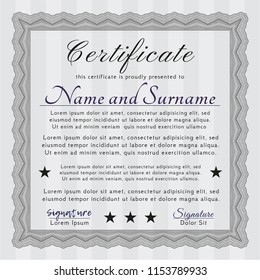 Grey Sample Certificate. Good design. With complex linear background. Customizable, Easy to edit and change colors. 