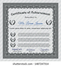 Grey Sample Certificate. Good design. With great quality guilloche pattern. Customizable, Easy to edit and change colors. 