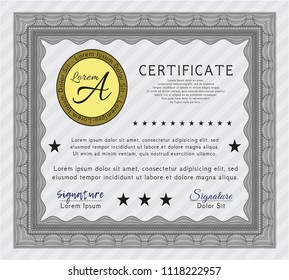 Grey Sample Certificate. With great quality guilloche pattern. Customizable, Easy to edit and change colors. Perfect design. 