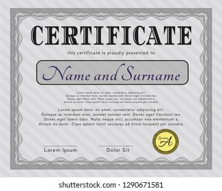 Grey Sample Certificate. With great quality guilloche pattern. Customizable, Easy to edit and change colors. Good design. 