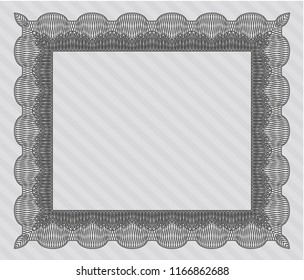 Grey Sample Certificate. With guilloche pattern. Detailed. Excellent design. 