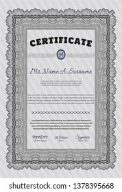 Grey Sample Certificate. With guilloche pattern. Detailed. Money Pattern design. 