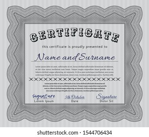 Grey Sample Certificate. With guilloche pattern and background. Detailed. Sophisticated design. 