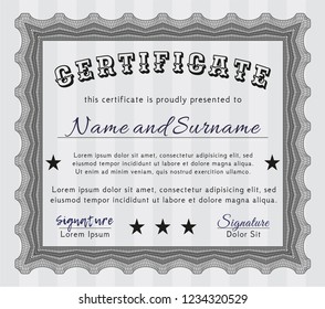 Grey Sample Certificate. With linear background. Artistry design. Customizable, Easy to edit and change colors. 