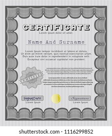 Grey Sample Certificate. Modern design. Vector illustration. With complex background. 