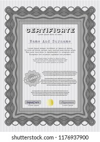 Grey Sample Certificate. Modern design. Easy to print. Detailed. 