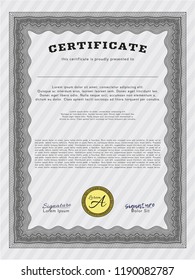 Grey Sample Certificate. Modern design. Customizable, Easy to edit and change colors. Printer friendly. 