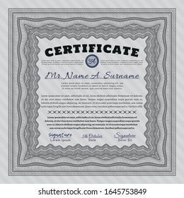 Grey Sample Certificate. Money Pattern. With quality background. Detailed. 