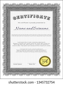 Grey Sample Certificate. Money style design. With quality background. Vector illustration. 