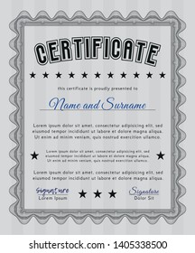 Grey Sample Certificate. Money style design. Vector illustration. Easy to print. 