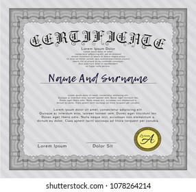  Grey Sample Certificate. Nice design. With guilloche pattern. Customizable, Easy to edit and change colors. 