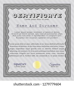 Grey Sample Certificate. Nice design. Customizable, Easy to edit and change colors. With complex background. 
