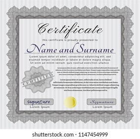 Grey Sample Certificate. Perfect design. Detailed. Easy to print. 