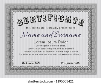 Grey Sample Certificate. Perfect design. With complex background. Customizable, Easy to edit and change colors. 