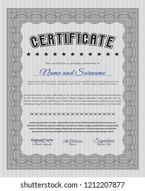 Grey Sample Certificate. Perfect design. With guilloche pattern and background. Customizable, Easy to edit and change colors. 