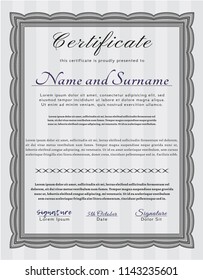 Grey Sample Certificate. Printer friendly. Vector illustration. Artistry design. 