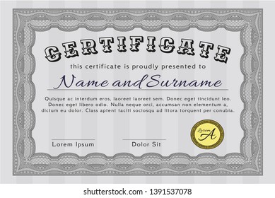 Grey Sample Certificate. Printer friendly. Detailed. Nice design. 