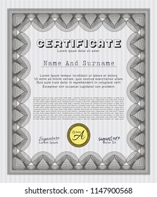 Grey Sample Certificate. With quality background. Vector illustration. Modern design. 
