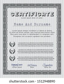 Grey Sample Certificate. With quality background. Customizable, Easy to edit and change colors. Artistry design. 