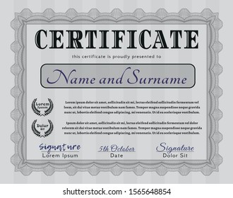 Grey Sample Certificate. With quality background. Detailed. Sophisticated design. 