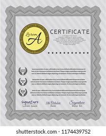 Grey Sample Certificate. Retro design. Detailed. With complex background. 