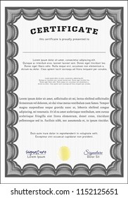 Grey Sample Certificate. Superior design. Printer friendly. Detailed. 