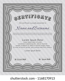 Grey Sample Certificate. Superior design. Printer friendly. Customizable, Easy to edit and change colors. 