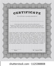 Grey Sample Certificate. Vector illustration. With quality background. Elegant design. 
