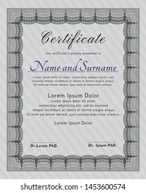 Grey Sample Diploma. Artistry design. Customizable, Easy to edit and change colors. Printer friendly. 