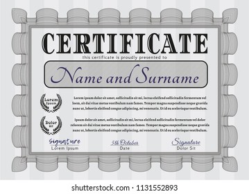 Grey Sample Diploma. With background. Good design. Customizable, Easy to edit and change colors. 