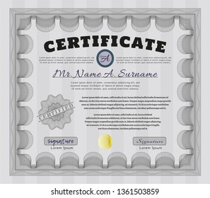 Grey Sample Diploma. With background. Lovely design. Detailed. 