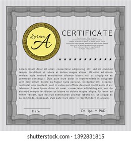 Grey Sample Diploma. With background. Lovely design. Customizable, Easy to edit and change colors. 