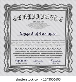 Grey Sample Diploma. With background. Money Pattern design. Detailed. 