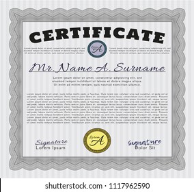 Grey Sample Diploma. Beauty design. Detailed. With background. 