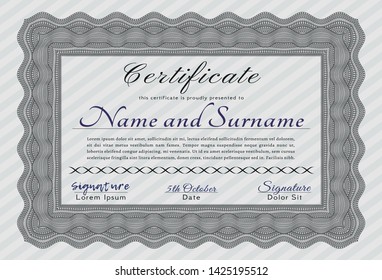 Grey Sample Diploma. With complex background. Artistry design. Customizable, Easy to edit and change colors. 