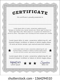 Grey Sample Diploma. With complex linear background. Vector illustration. Money Pattern design. 
