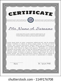 Grey Sample Diploma. Cordial design. With quality background. Customizable, Easy to edit and change colors. 