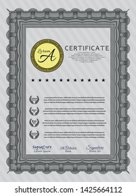 Grey Sample Diploma. Cordial design. With quality background. Detailed. 
