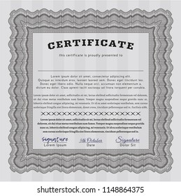 Grey Sample Diploma. Customizable, Easy to edit and change colors. With guilloche pattern and background. Cordial design. 