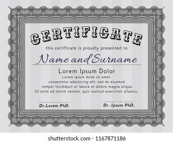 Grey Sample Diploma. Customizable, Easy to edit and change colors. With great quality guilloche pattern. Excellent design. 